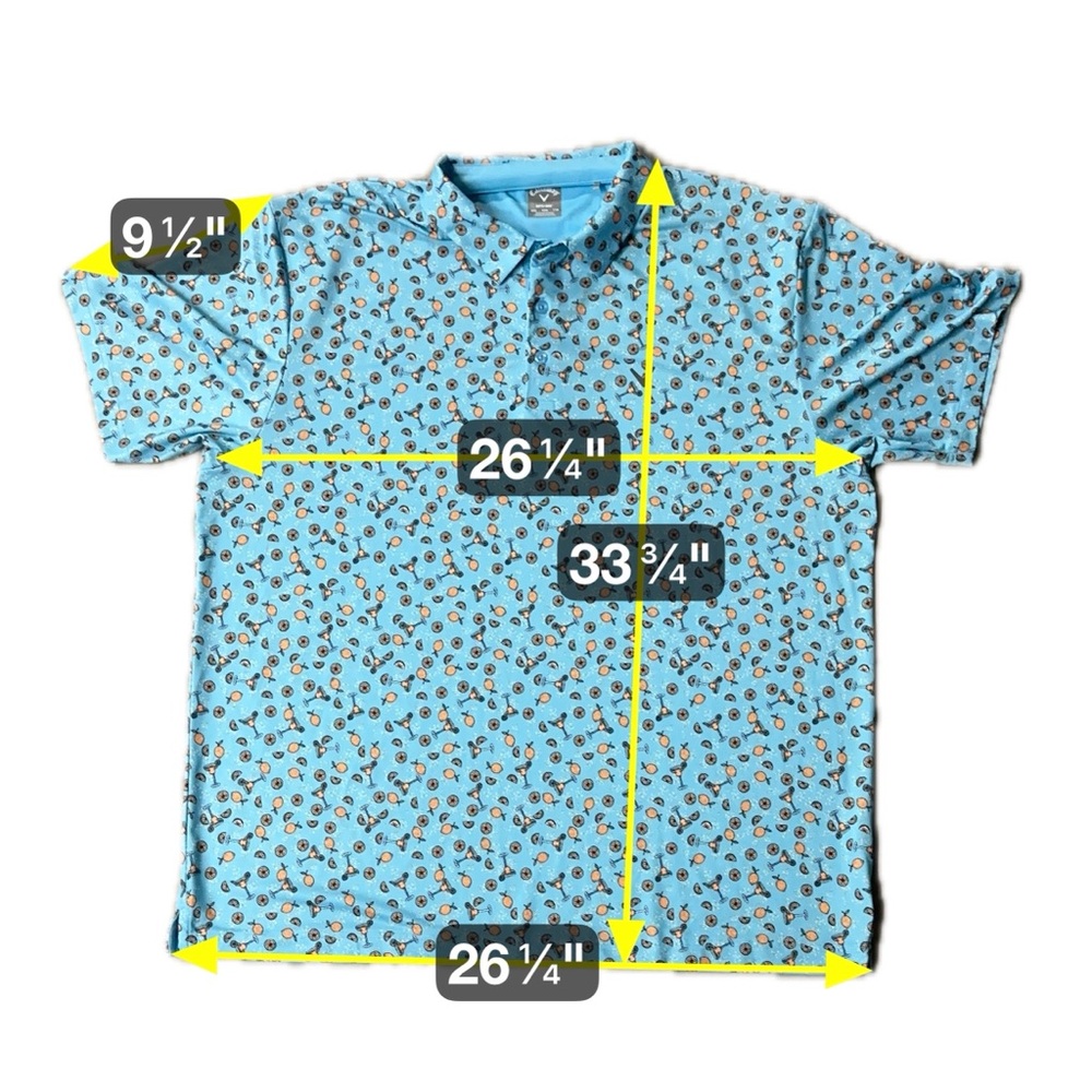 Callaway Golf Polo Shirt Mens Opti Dri XXL Margarita Blue Orange Slice Kitschy - Picture 10 of 10